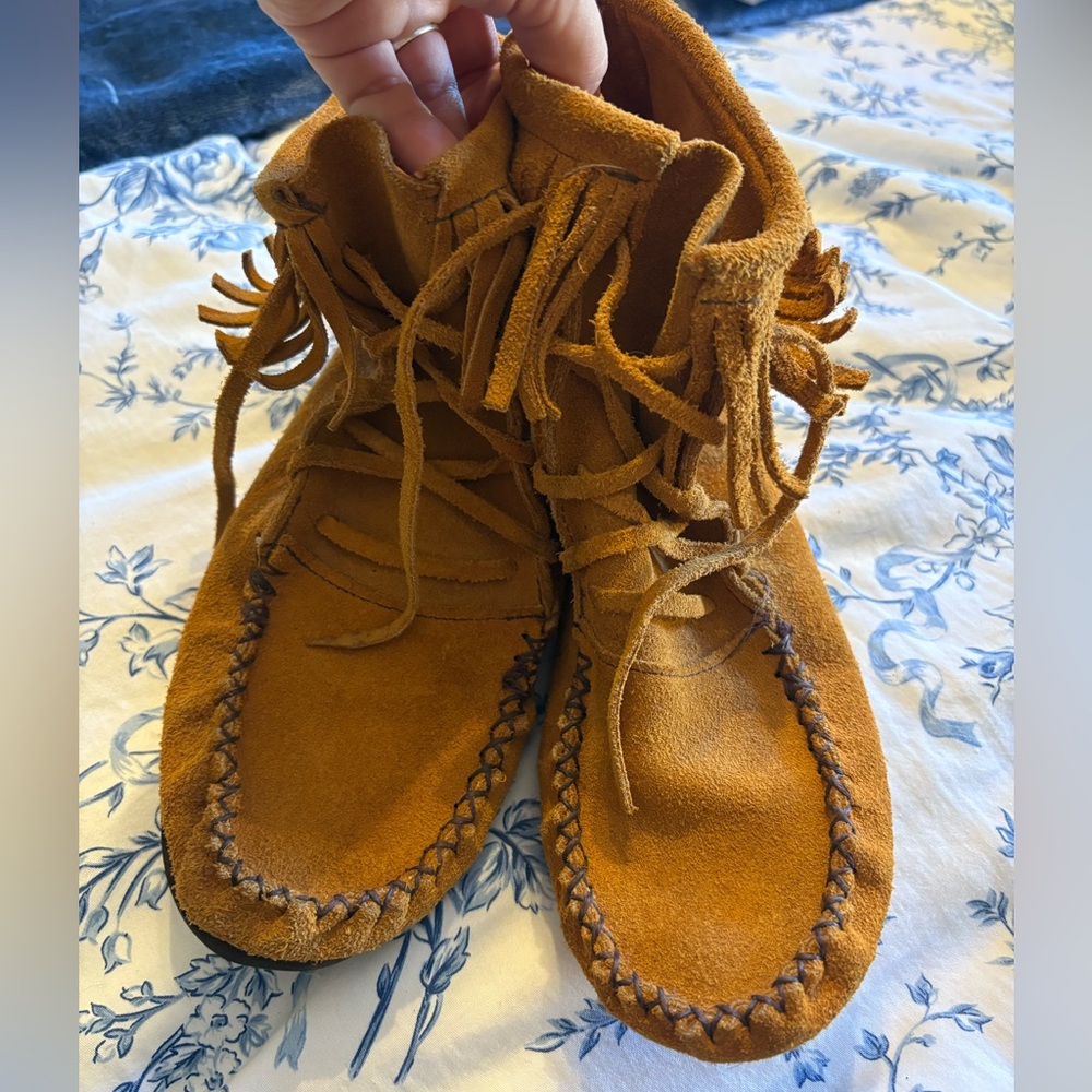 Fringed Suede Moccasin Boots